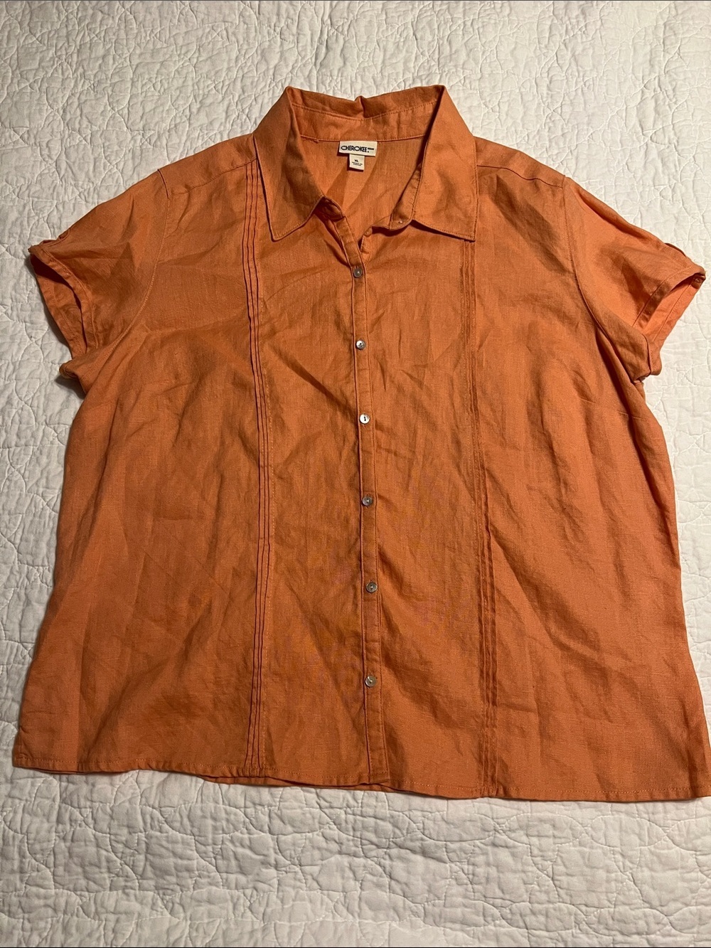 Cherokee Linen top short sleeve XL Orange